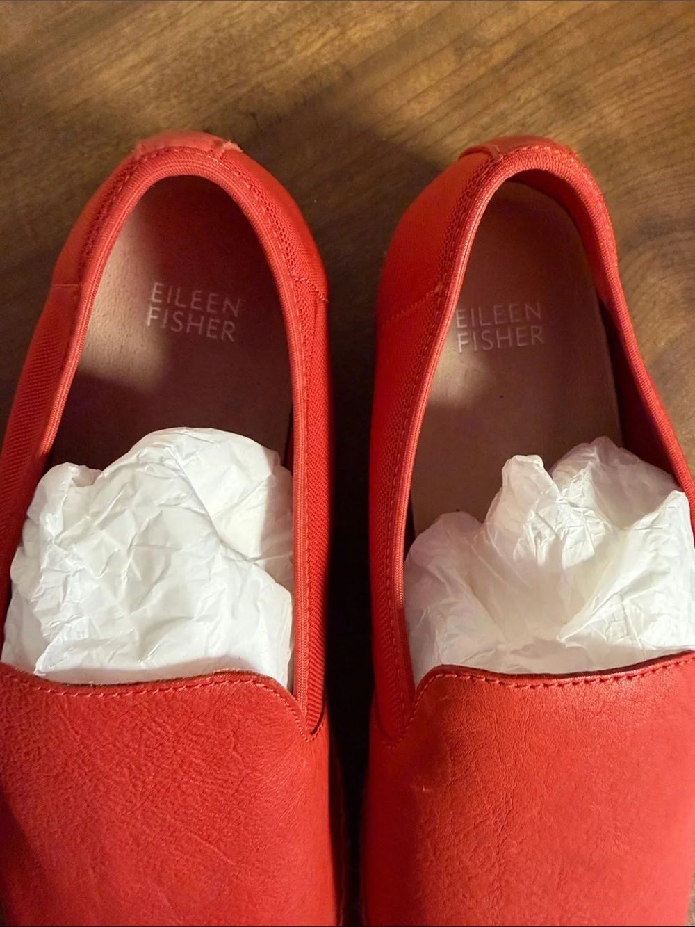 Eileen Fisher Women's Red Slip-On Leather and Mesh Flats Loafers Jute Espadrille